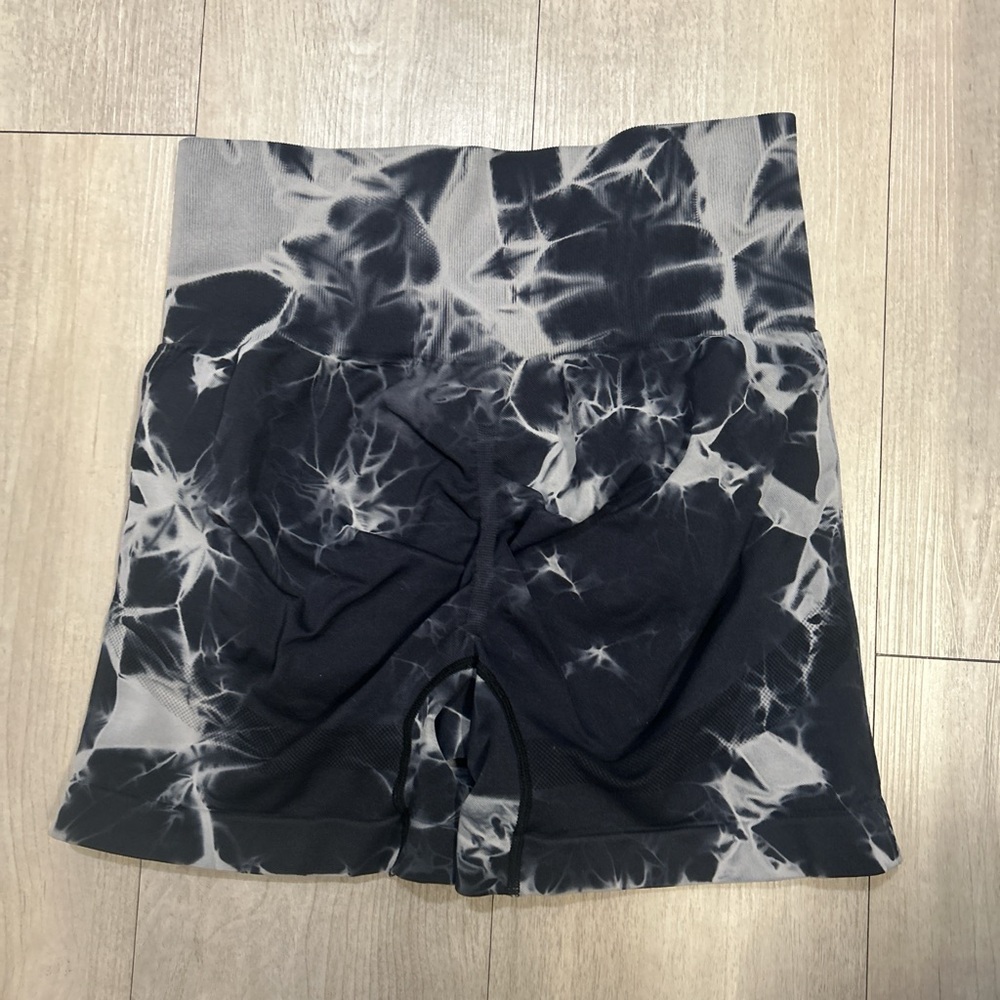 Black and Gray Tie-Dye Shorts